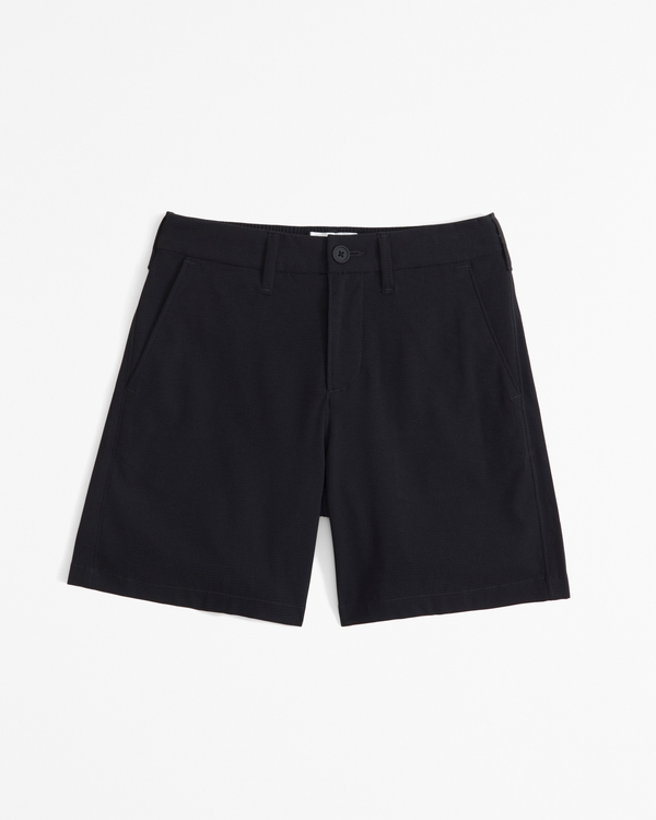 textured chino shorts, Black