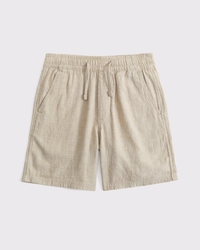 linen-blend pull-on shorts