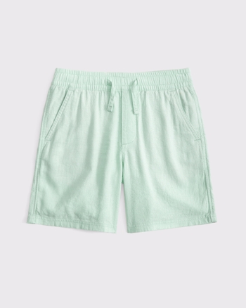 linen-blend pull-on shorts