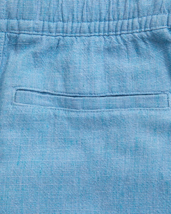 linen-blend pull-on shorts, Blue view 2