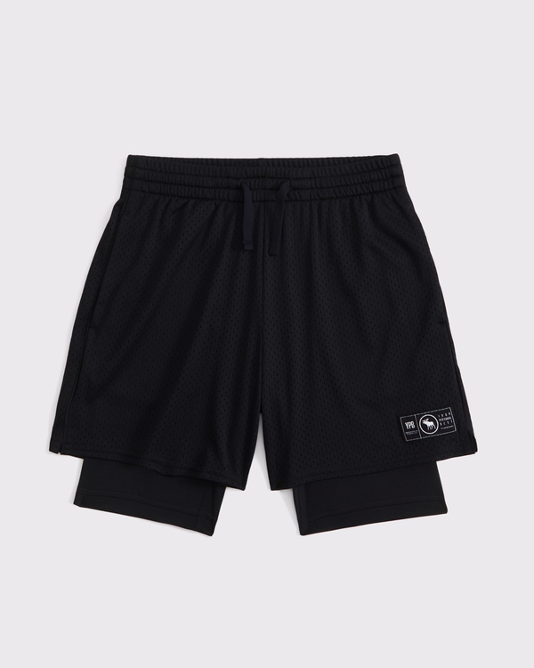 ypb mesh twofer shorts, Black view 1