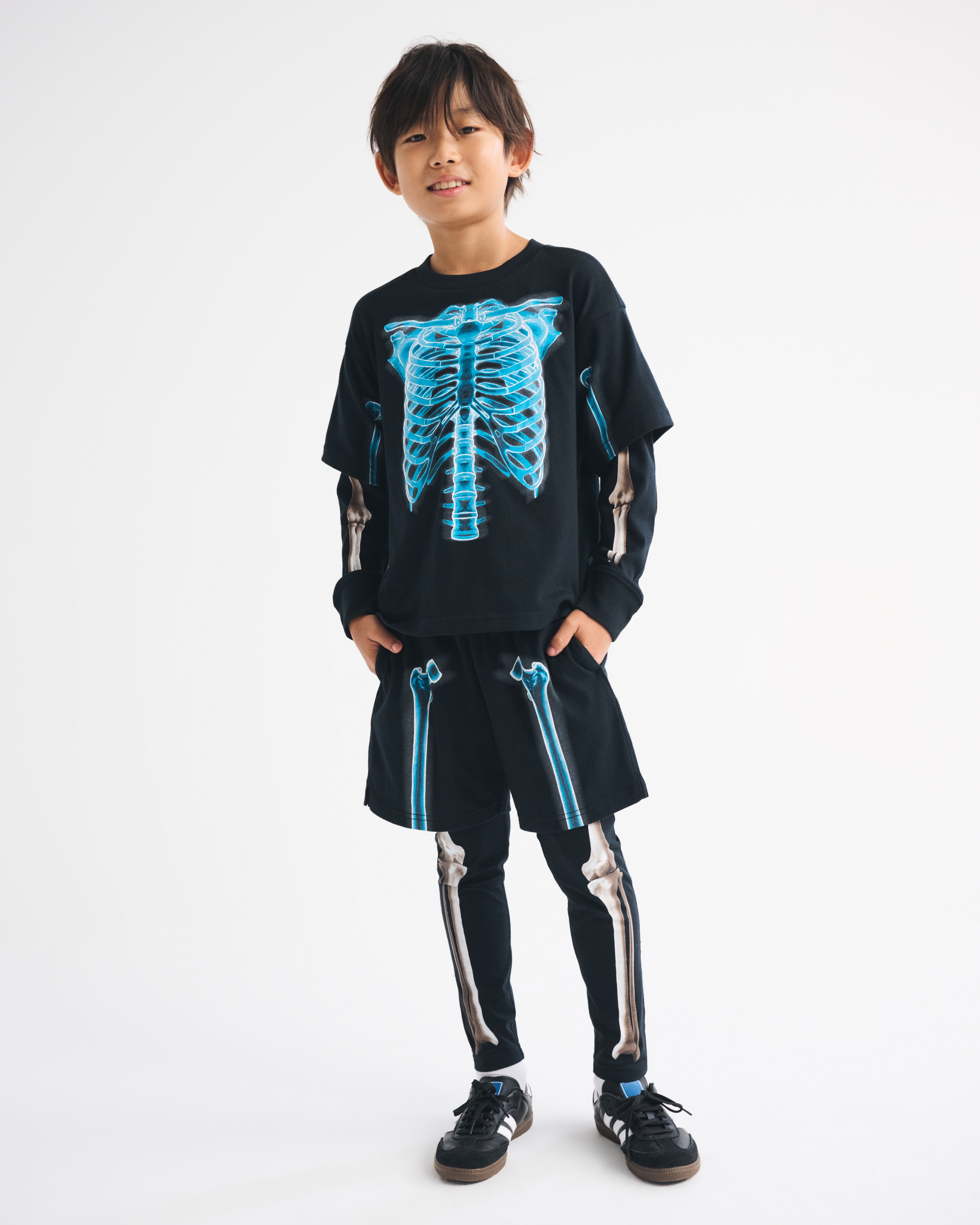 Abercrombie & Fitch Kids' Spooky Glow-in-the-dark Twofer Shorts In Black