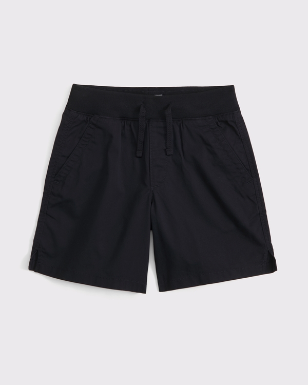 knit rib twill shorts, Black view 1