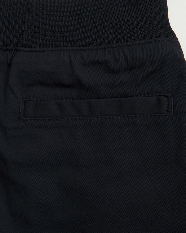 knit rib twill shorts, Black view 2