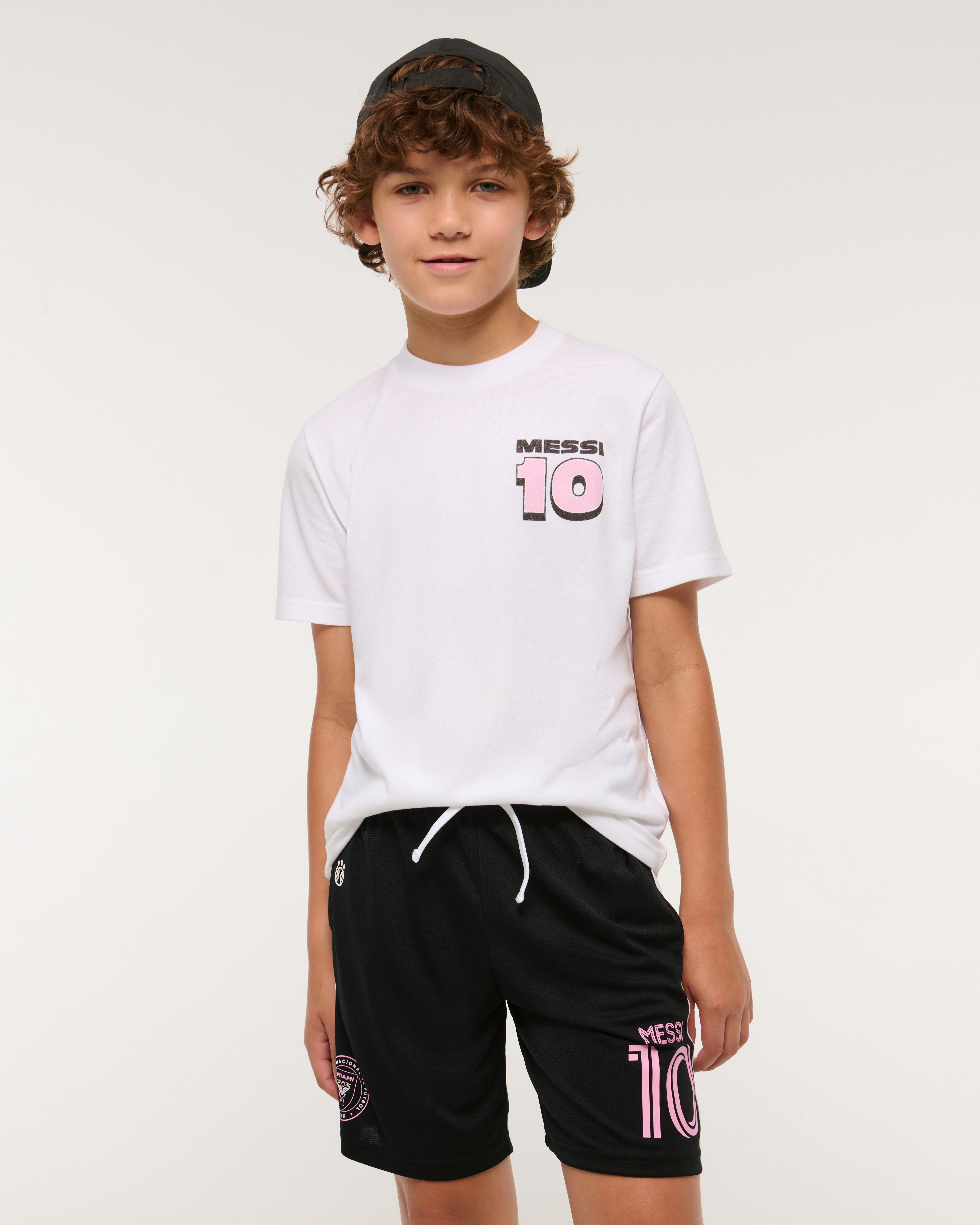 Abercrombie & Fitch Kids' Lionel Messi Synthetic Shorts In Black