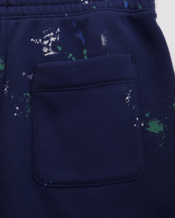 essential fleece icon shorts, Navy Paint Splatter view 2