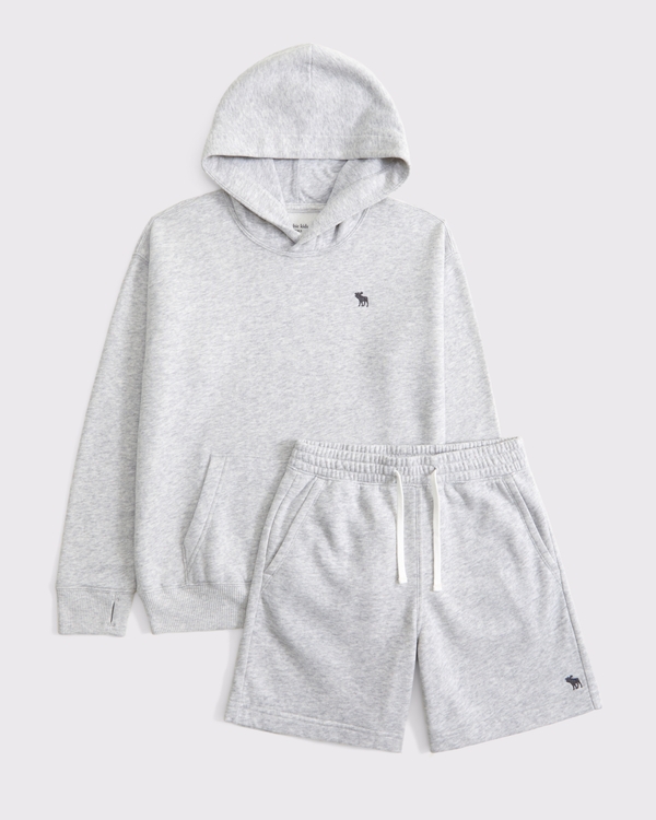 comfy icon hoodie & shorts set, Light Gray view 1