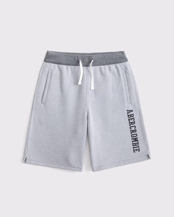 logo fleece shorts, Light Gray view 1