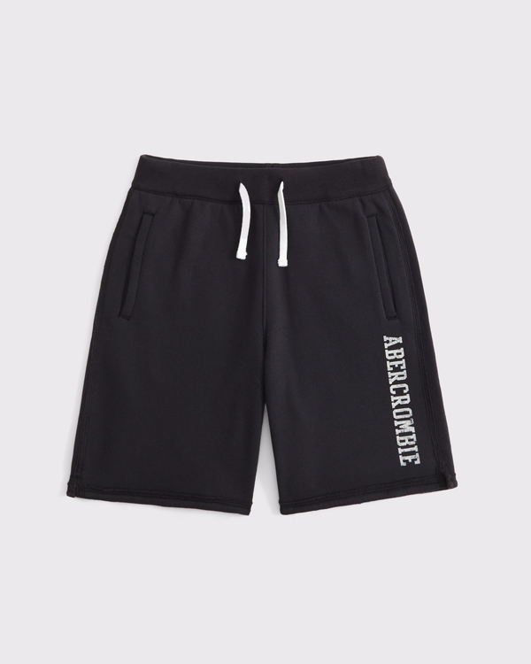 logo fleece shorts, Dark Gray view 1