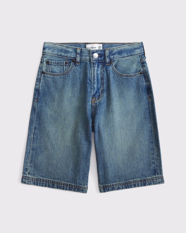 below-the-knee jorts, Medium Wash view 1