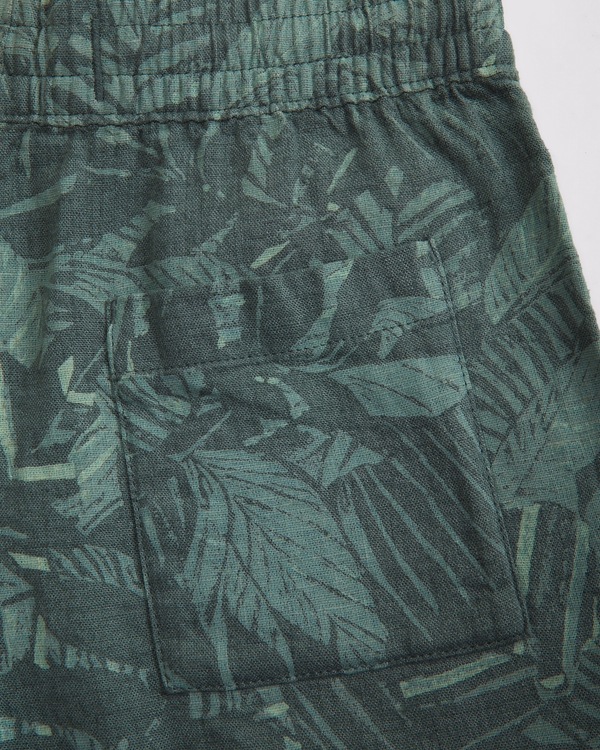 linen-blend shorts, Green Pattern view 2