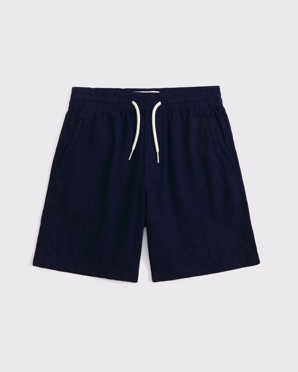 linen-blend shorts, Navy view 1