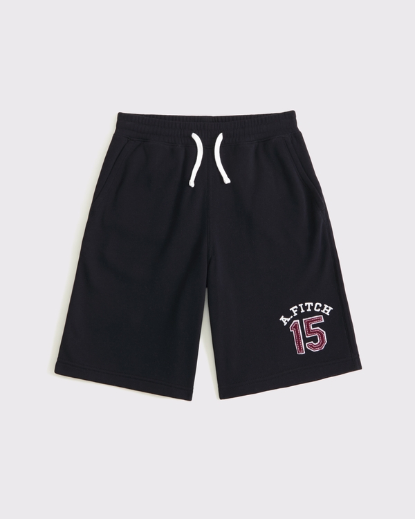 fleece logo shorts, Black view 1