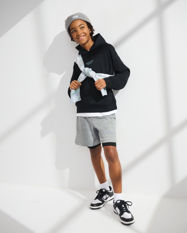 ypb knit twofer shorts, Light Gray view 1