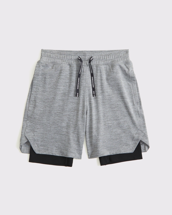 ypb knit twofer shorts, Light Gray view 2