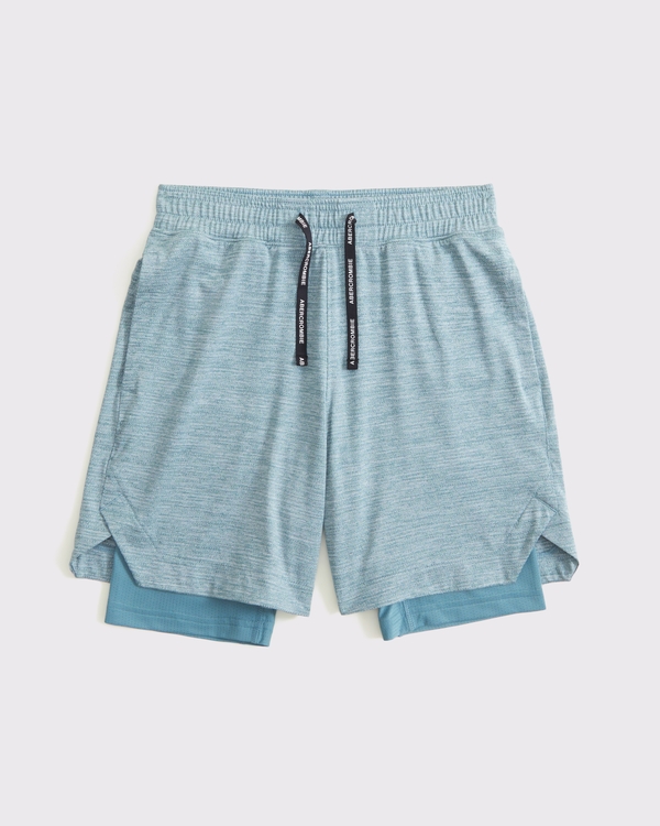 ypb knit twofer shorts, Light Blue view 1