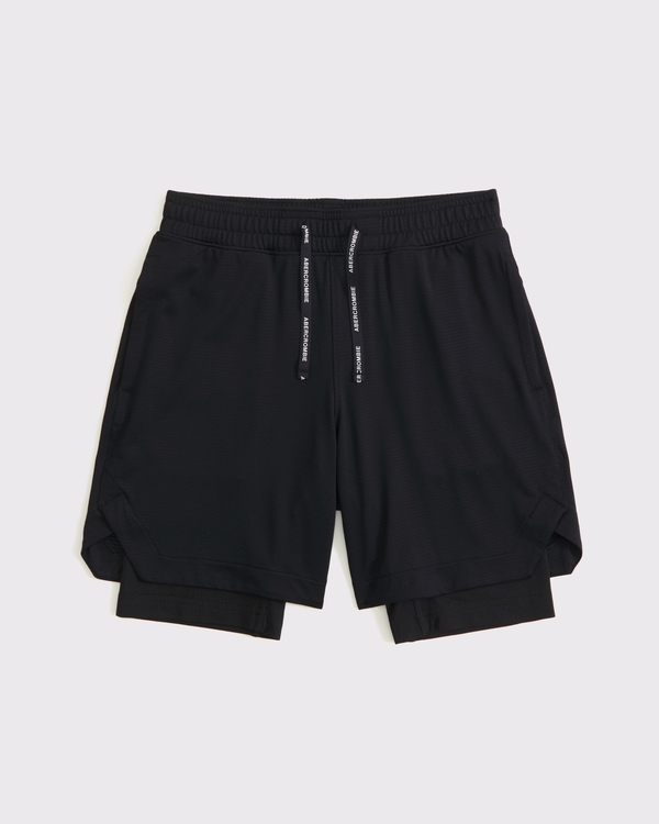 ypb knit twofer shorts, Black view 1