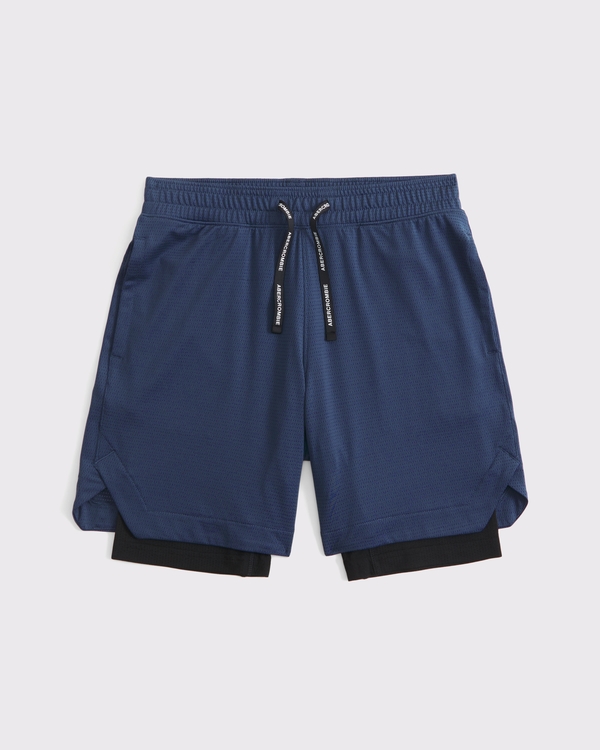 ypb knit twofer shorts, Navy view 1