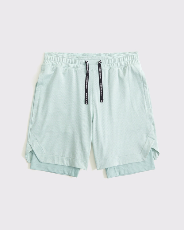 ypb knit twofer shorts, Mint Green view 1