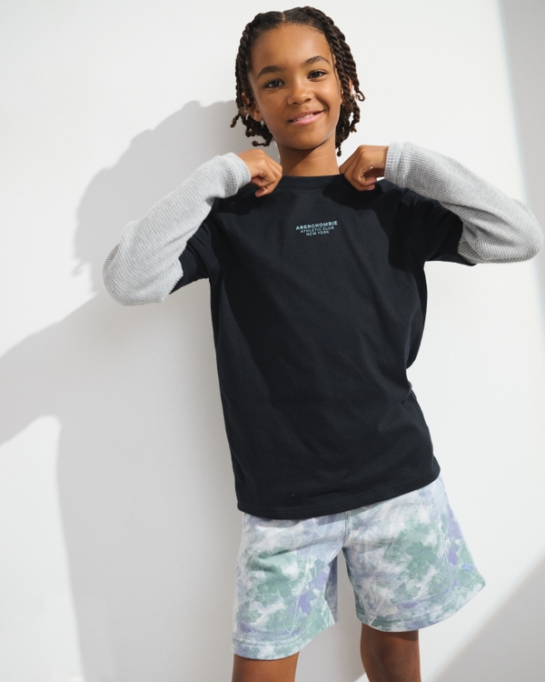 essential fleece icon shorts, Blue Camo view 1