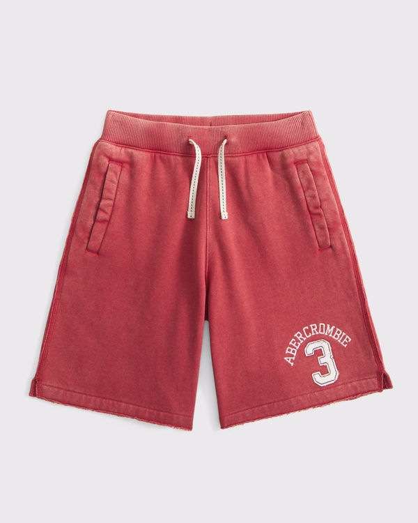 fleece logo shorts, Red view 1