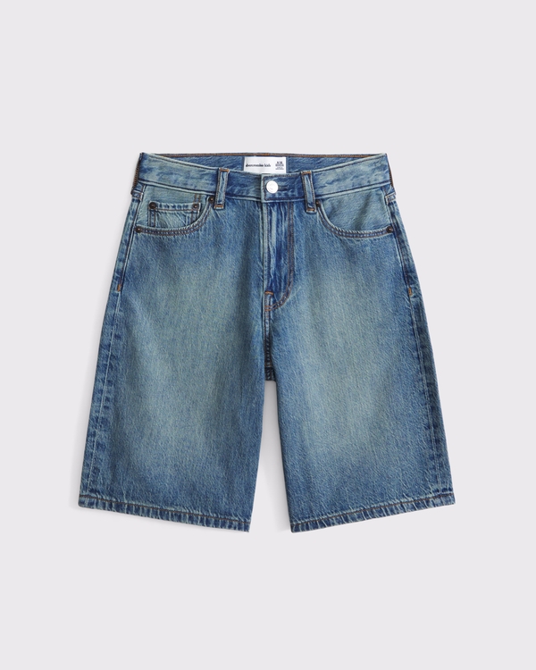 below-the-knee jorts, Medium Wash view 1