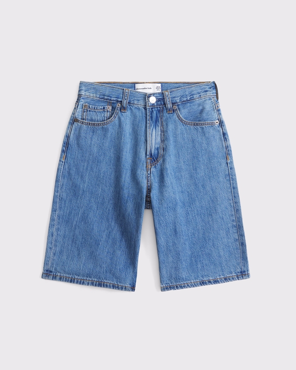 below-the-knee jorts, Medium Wash view 1