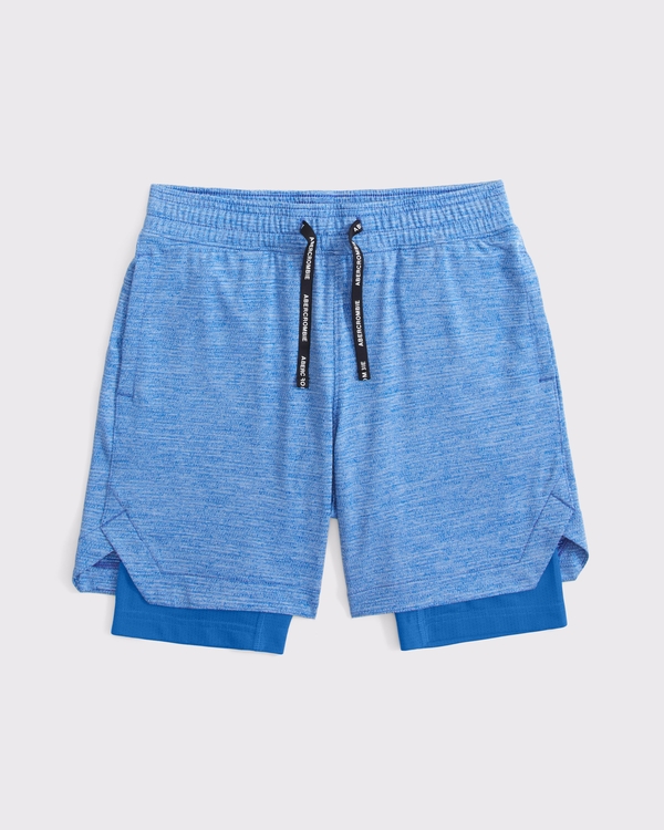 ypb knit twofer shorts, Blue view 1