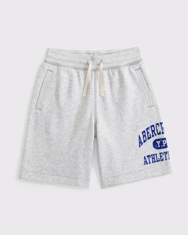 ypb fleece logo shorts, Light Gray view 2