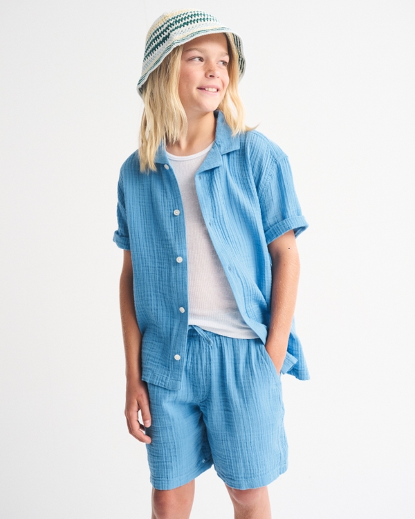 gauzy pull-on shorts, Blue view 1