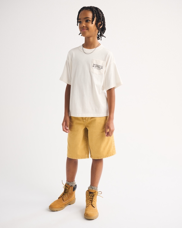 denim jorts, Khaki view 1