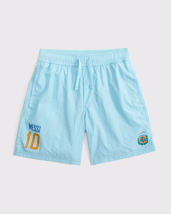 lionel messi graphic shorts, Aqua view 2