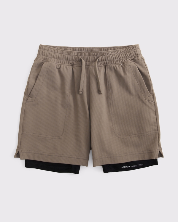 active twofer shorts, Taupe Gray view 1