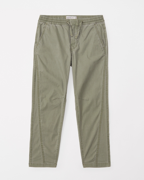 seamed pull-on taper pants, Green