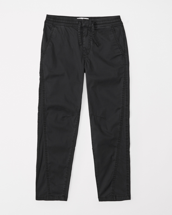 seamed pull-on taper pants, Black