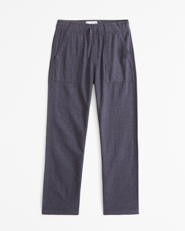 linen-blend pull-on pants, Dark Grey