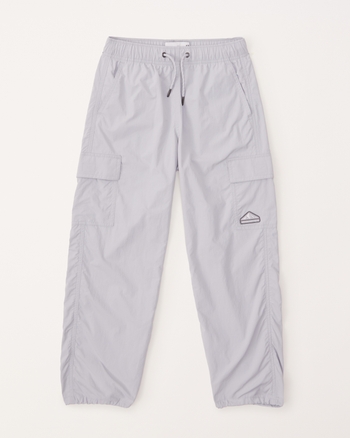 Boys Dark Blue Washed Cotton Parachute Pant