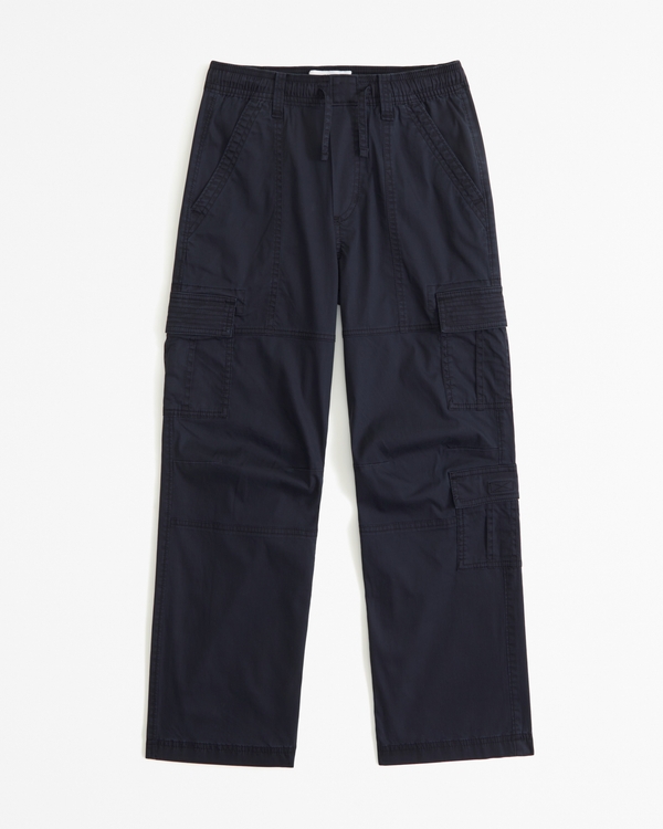 baggy pull-on cargo pants, Black view 1