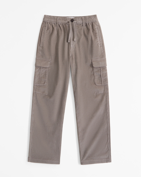 baggy pull-on corduroy cargo pants, Light Brown view 1