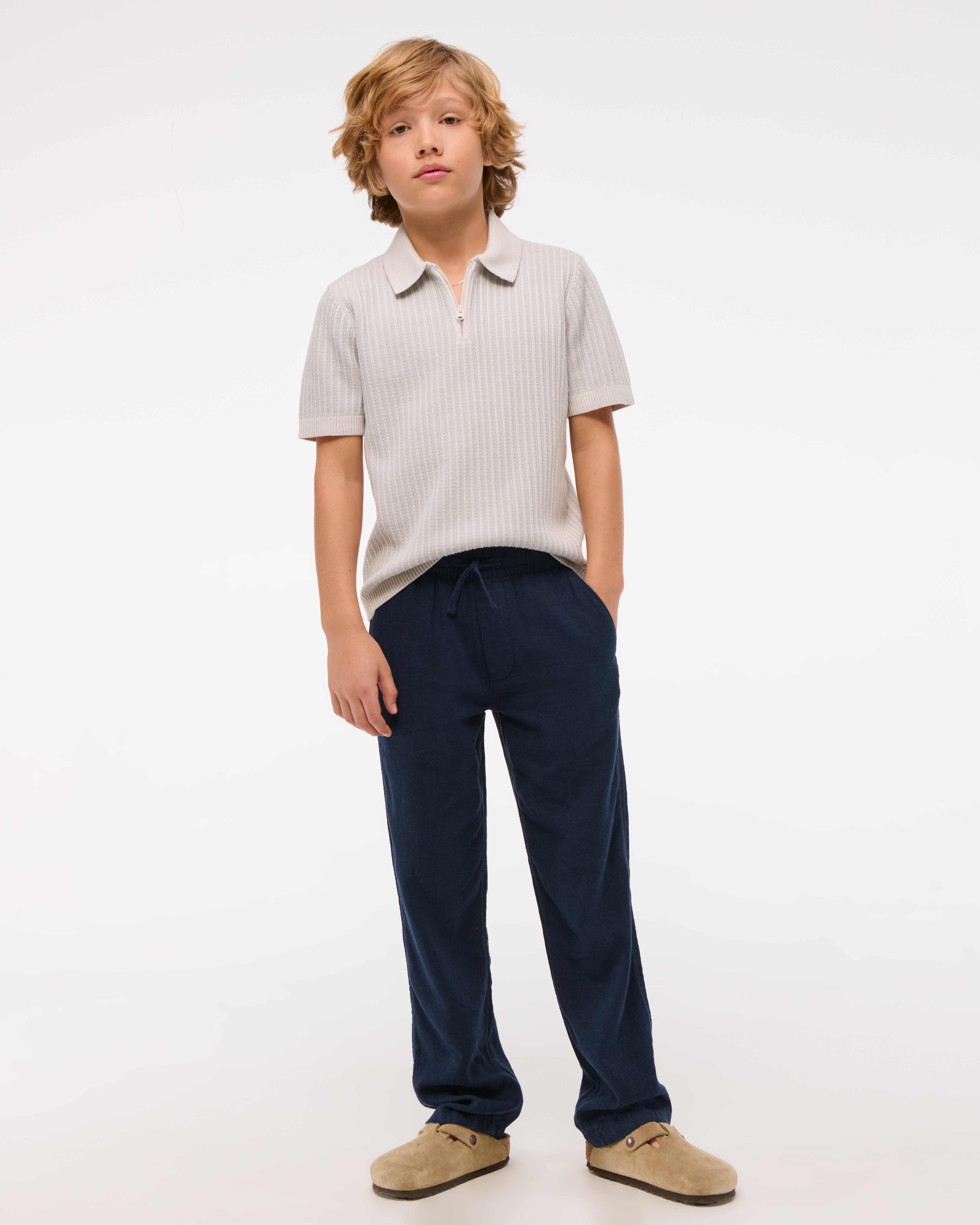 boys loose linen-blend pull-on pants | boys bottoms
