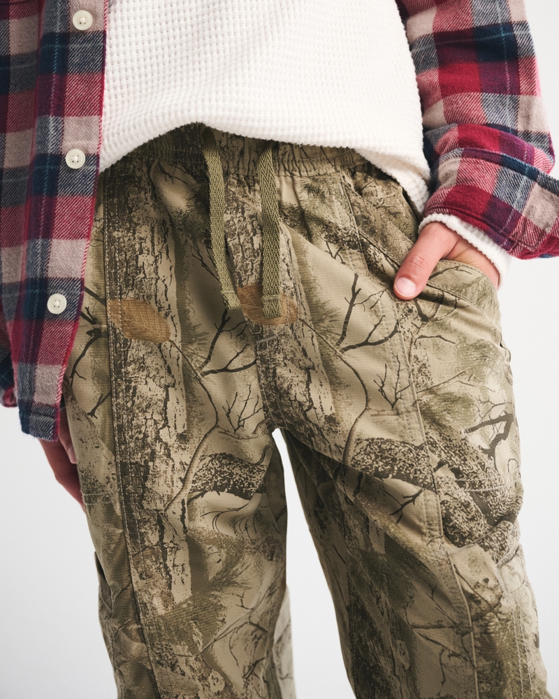 brushed nylon baggy pull-on pants