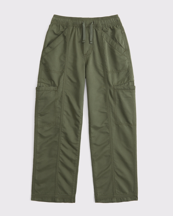 nylon pull-on pants, Clover Green view 1