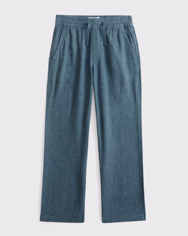 linen-blend pull-on pants, Blue view 2