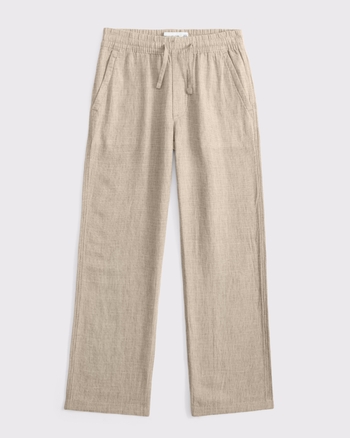 linen-blend pull-on pants