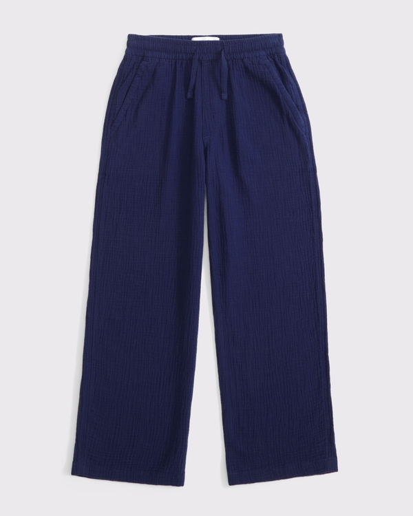 pantalones de gasa sin cierres, Azul Marino view 1