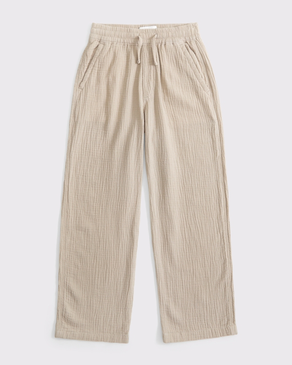 pantaloni pull-on in tessuto garzato, Gray Nuvola view 1