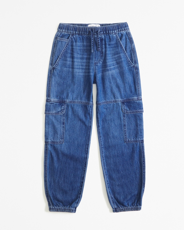 lightweight baggy cargo jeans, Medium Wash