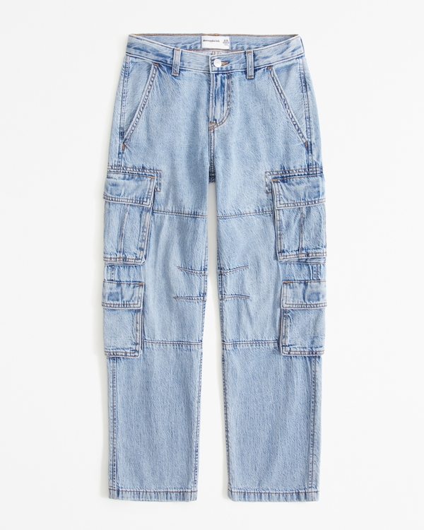 lightweight cargo jeans, Light Wash