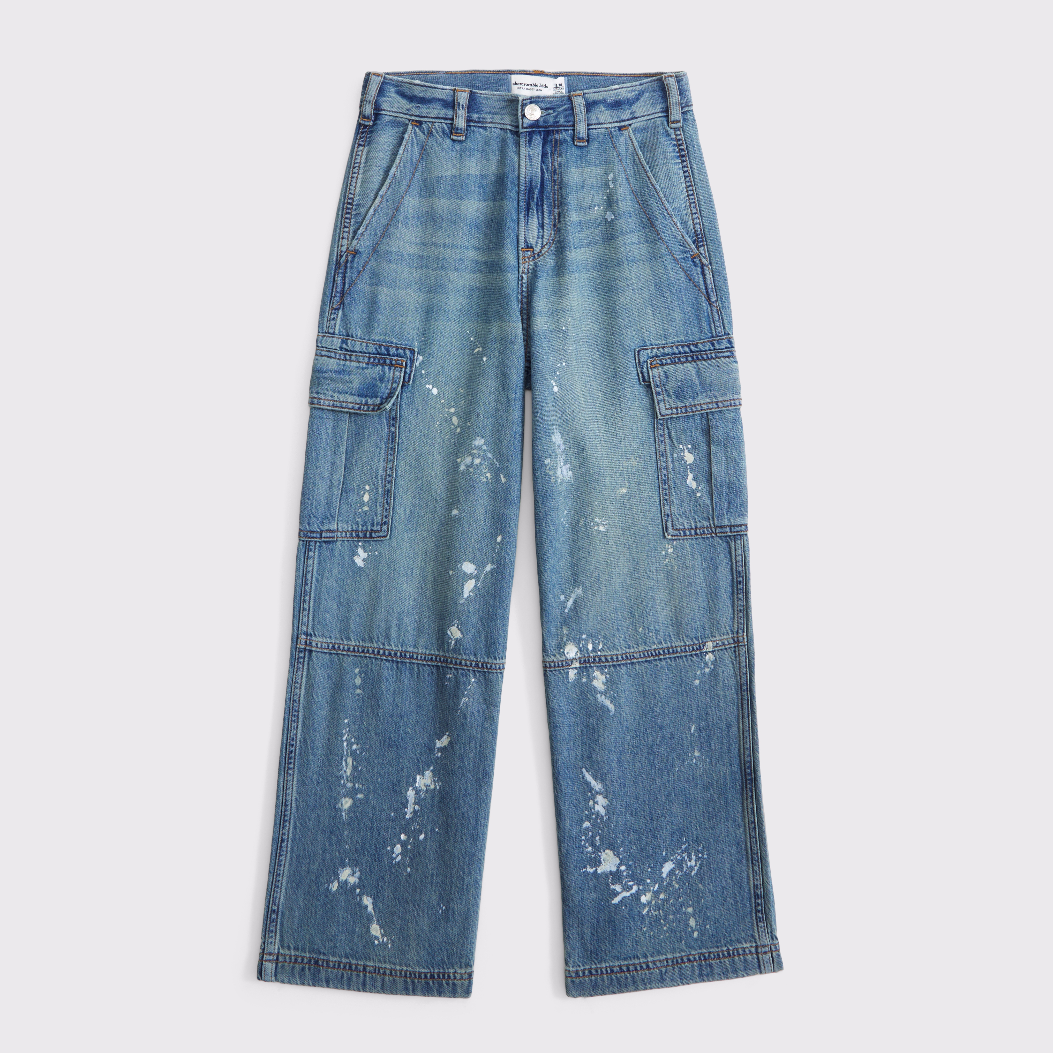 Abercrombie & Fitch Kids' Ultra Baggy Cargo Jeans In Blue