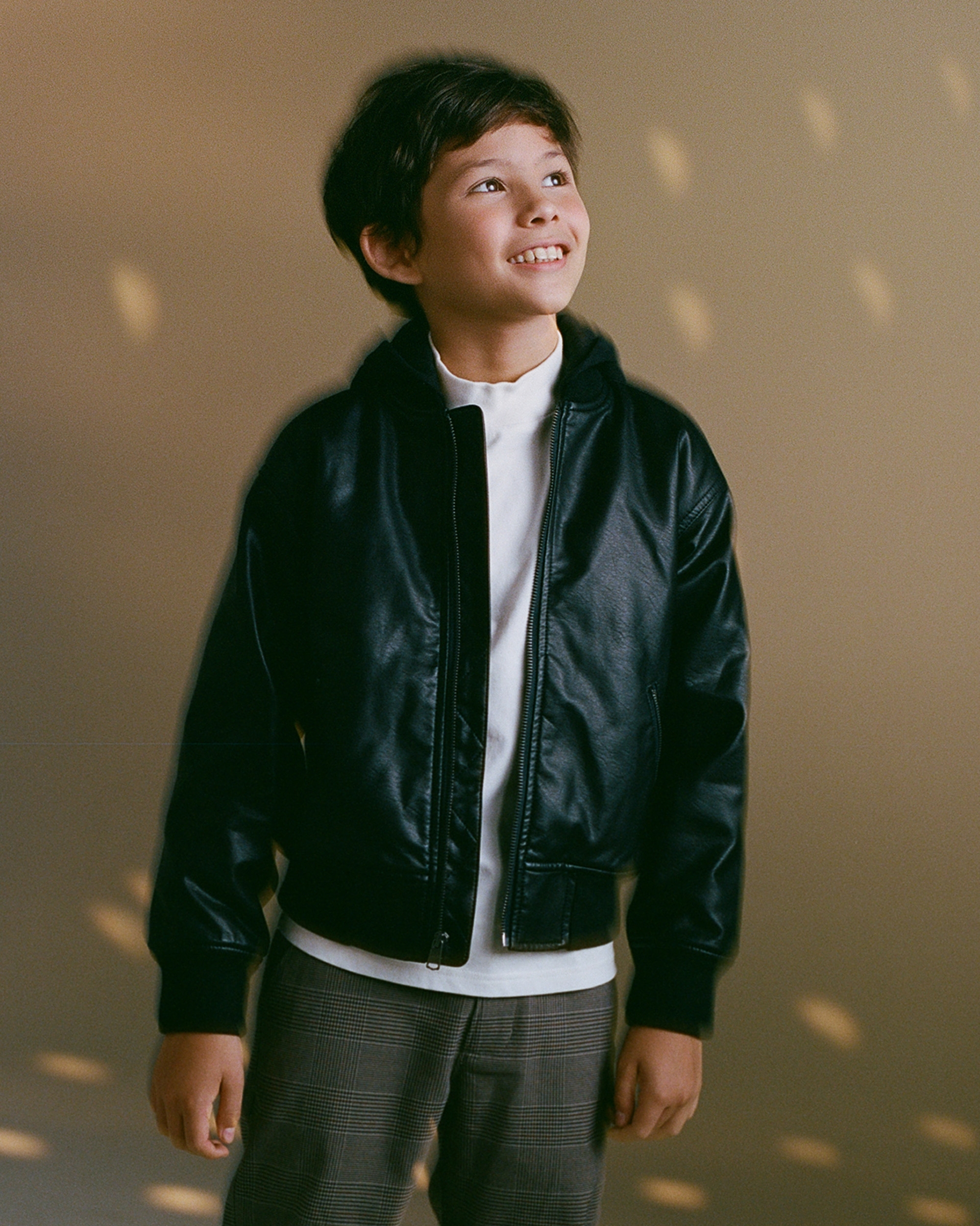 Boys leather 2025 bomber jacket